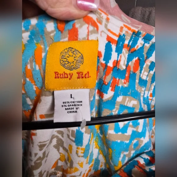 Ruby Rd. Multicolor Geometric Blouse - Picture 3 of 6